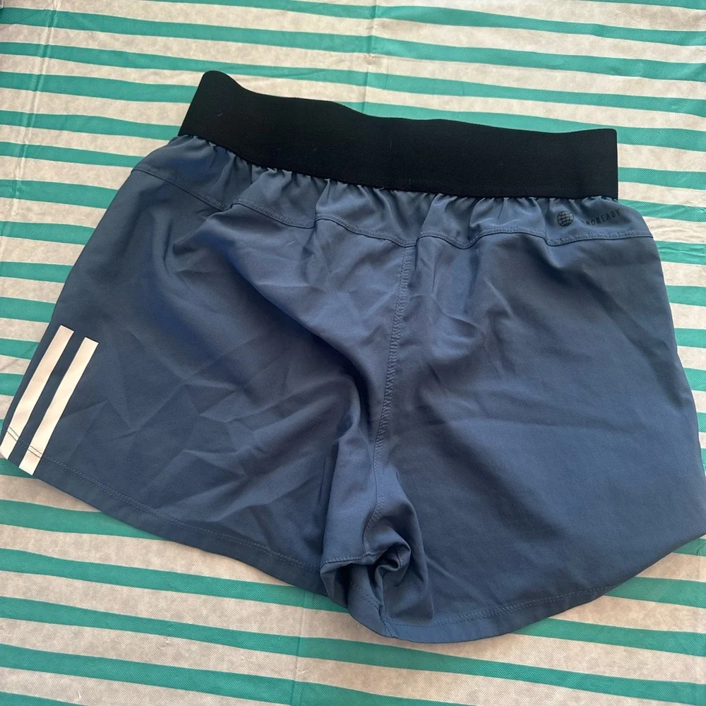 Adidas Women's Blue running Shorts with Black Waistband XS no liner - Picture 2 of 2